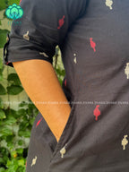 BLACK- Liya - OFFICE WEAR  Woven pure handloom rayon pre-washed Full length flared straight cut kurti for women- Label Zivara