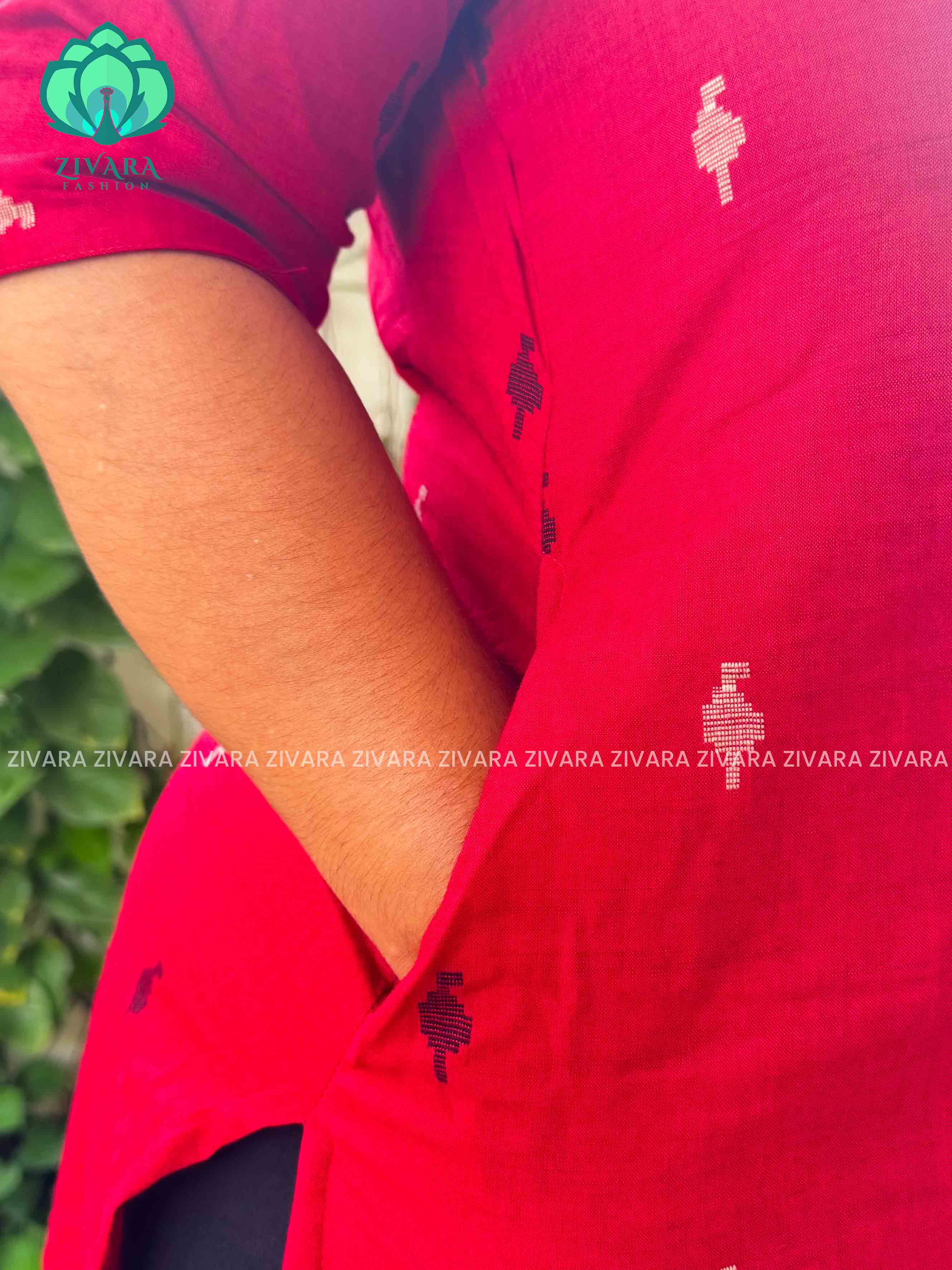 RED - Liya - OFFICE WEAR  Woven pure handloom rayon pre-washed Full length flared straight cut kurti for women- Label Zivara