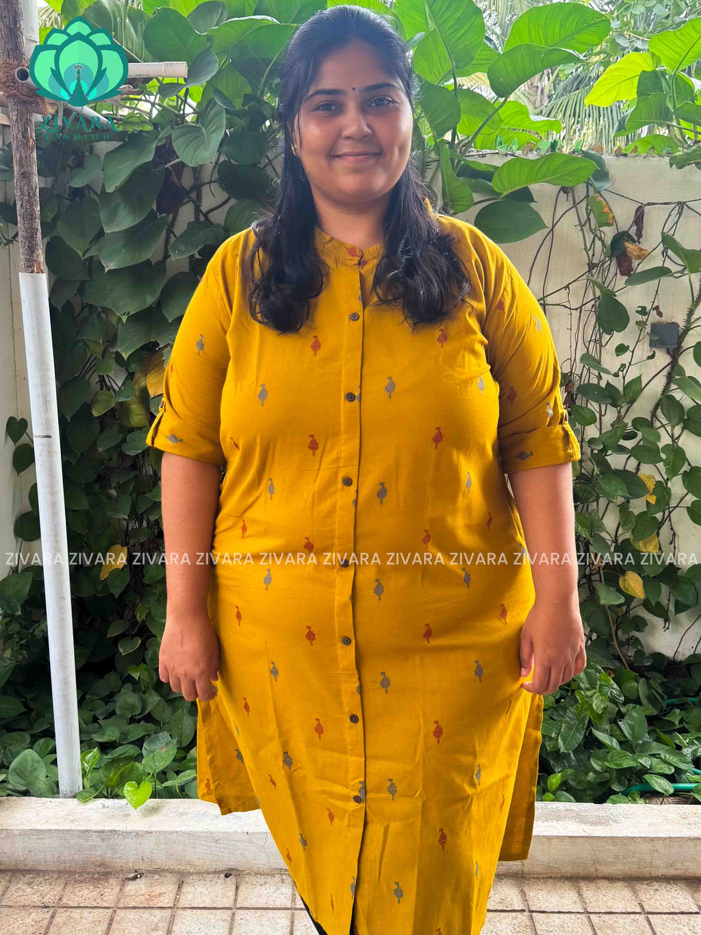 MUSTARD YELLOW - Liya - OFFICE WEAR Woven pure handloom rayon pre-washed Full length flared straight cut kurti for women- Label Zivara