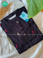 BLACK- Liya - OFFICE WEAR  Woven pure handloom rayon pre-washed Full length flared straight cut kurti for women- Label Zivara