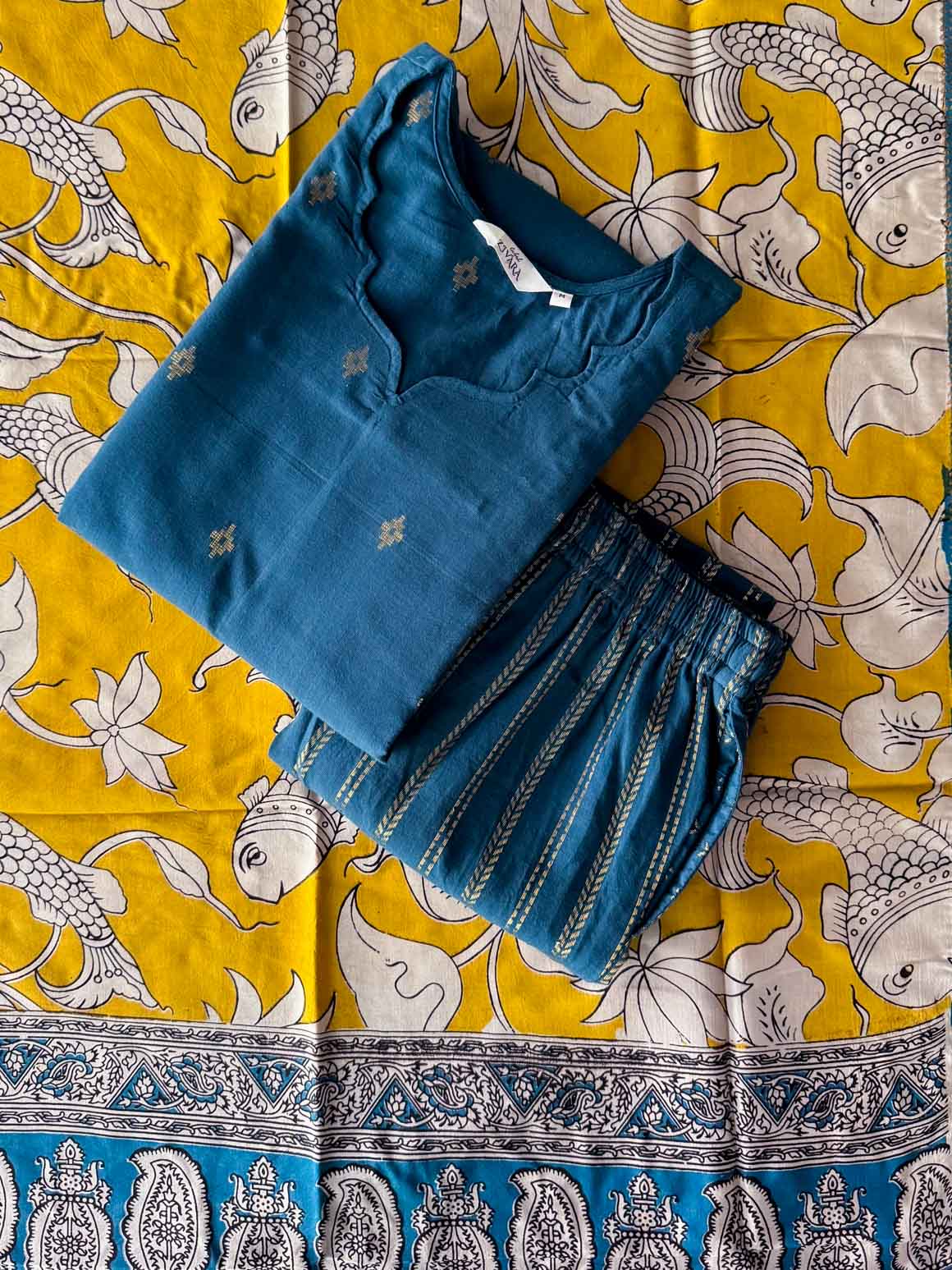 PREORDER - MEENA - TROPICAL TEAL - OFFICE WEARS- HANDLOOM COTTON- SALWAR SUIT WITH DUPATTA - LABEL ZIVARA