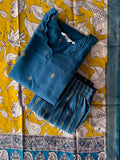 PREORDER - MEENA - TROPICAL TEAL - OFFICE WEARS- HANDLOOM COTTON- SALWAR SUIT WITH DUPATTA - LABEL ZIVARA