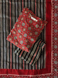 THENDRAL  - Red and black ajrakh print - OFFICE WEARS- JAIPUR COTTON- SALWAR SUIT WITH DUPATTA - LABEL ZIVARA