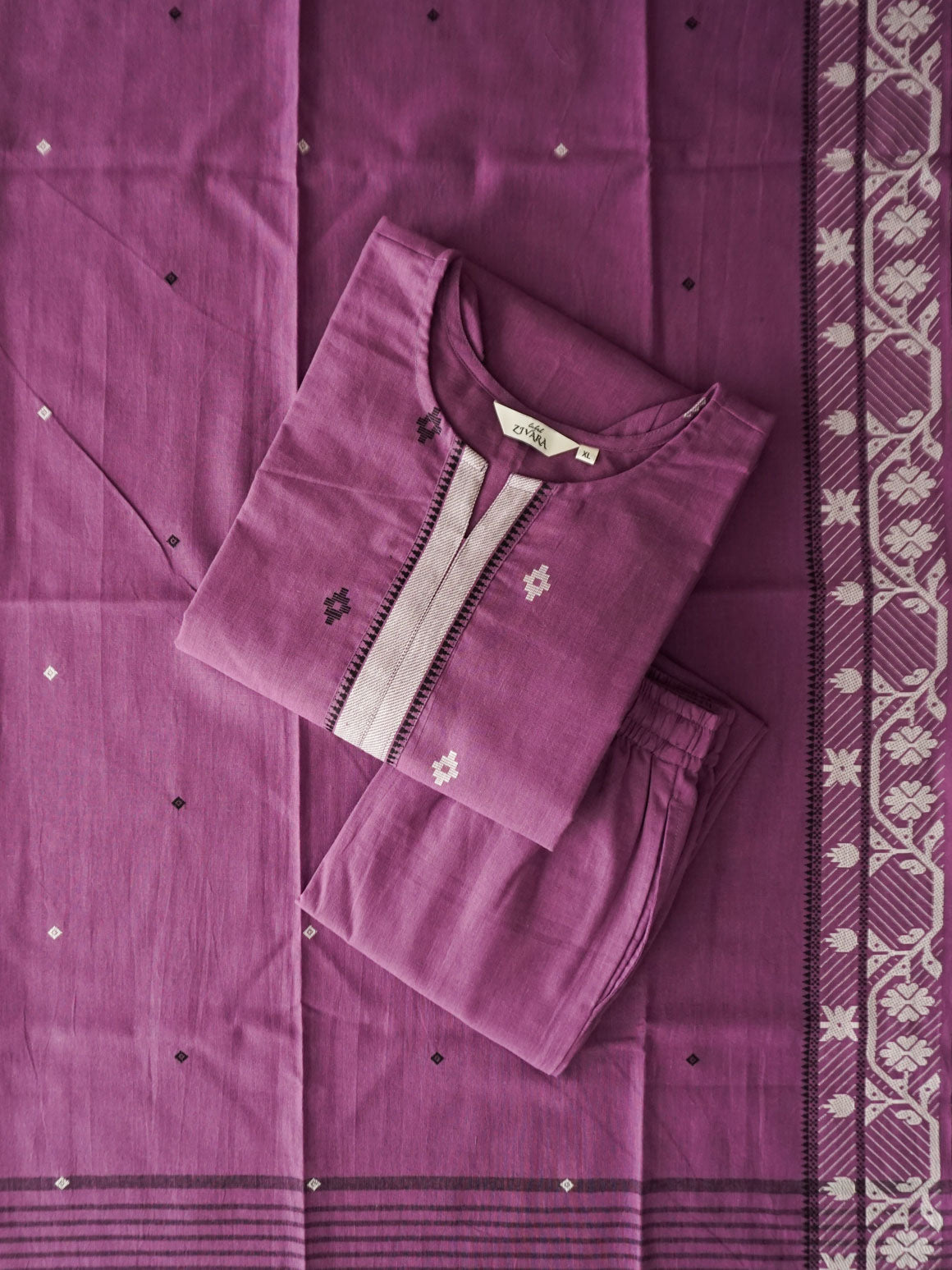 Yazhini - Cosmic Violet - OFFICE WEARS- HANDLOOM COTTON- SALWAR SUIT WITH DUPATTA - LABEL ZIVARA