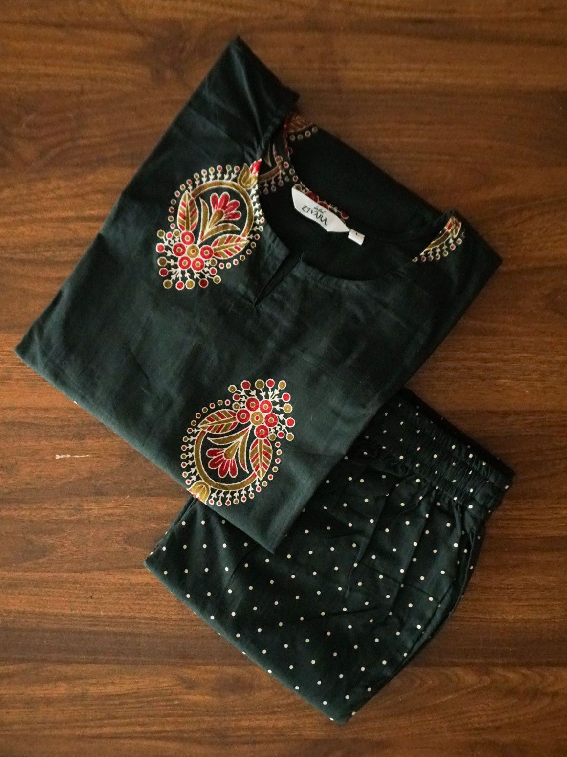 Bottle Green  - TAMIRA - COMFY AND OFFICE WEAR pure Jaipur cotton Full length A- LINE  coord sets for women- Label Zivara
