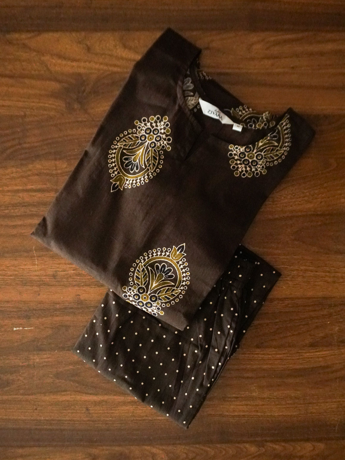 EARTHY BROWN - TAMIRA - COMFY AND OFFICE WEAR pure Jaipur cotton Full length A- LINE  coord sets for women- Label Zivara