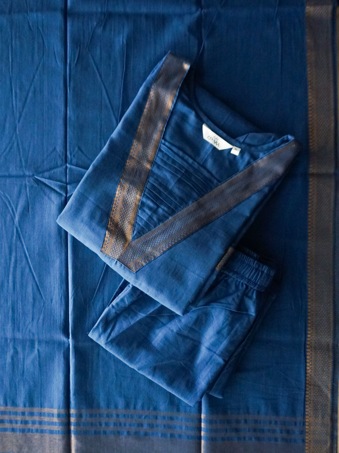 Amudhini - Powder Blue  - OFFICE WEARS- HANDLOOM COTTON- SALWAR SUIT WITH DUPATTA - LABEL ZIVARA
