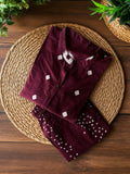 Tanvi - Wine red - Colourful cotton everyday comfy wear and collar neck office wear coord sets for women- Label Zivara