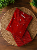 Tanvi - Rust orange handloom - Colourful cotton everyday COMFY wear and office wear coord sets for women- Label Zivara