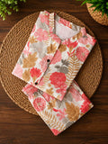 Tanvi - Baby pink floral - Colourful cotton everyday comfy wear and collar neck office wear coord sets for women- Label Zivara