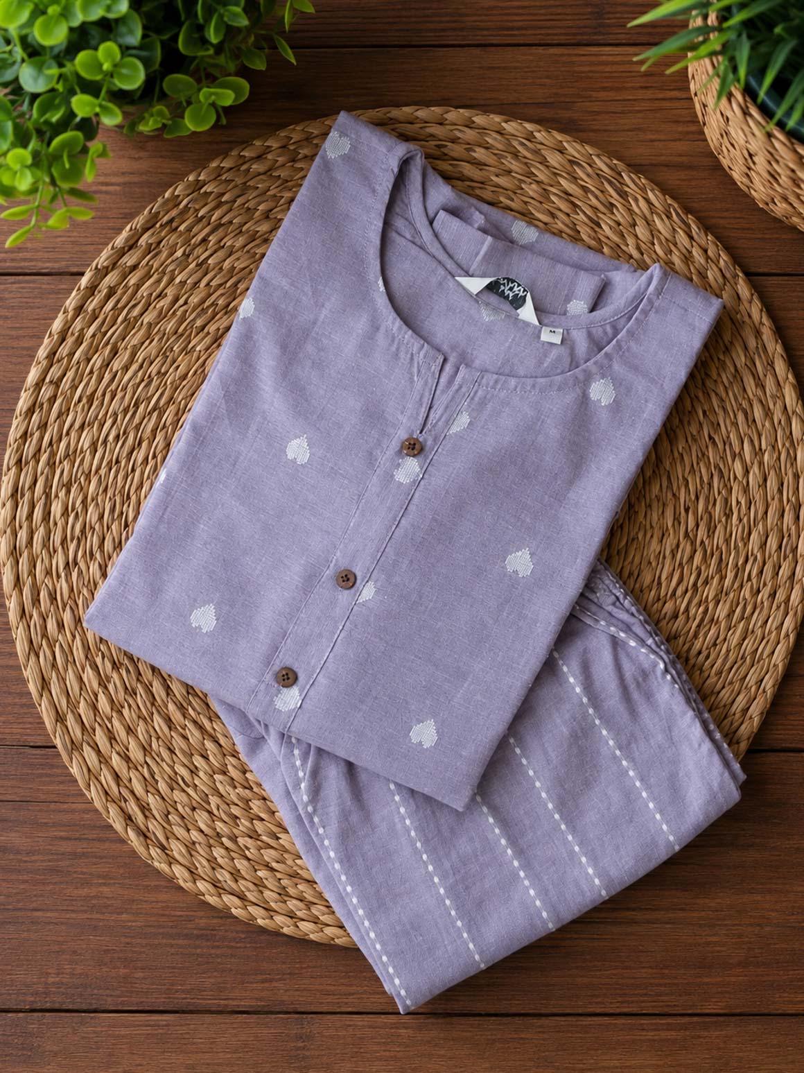 Tanvi - Purple heart handloom - Colourful cotton everyday COMFY wear and office wear coord sets for women- Label Zivara