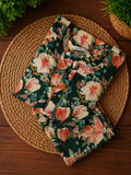 Tanvi - Green floral - Colourful cotton everyday COMFY wear and office wear coord sets for women- Label Zivara