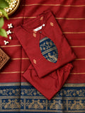 KOKILAM - MAROON AND BLUE SOFT SILK - SALWAR SUIT WITH DUPATTA - LABEL ZIVARA