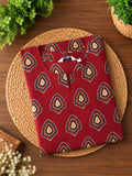 Mira - MUD RED AND SPADE PRINT -Trending printed cotton straight cut kurti for office wear - LABEL ZIVARA