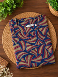Mira - Blue Abstract -Trending printed cotton straight cut kurti for office wear - LABEL ZIVARA
