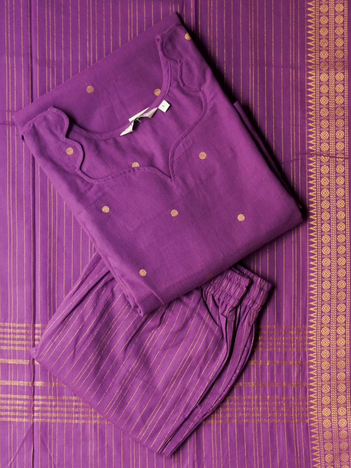 KANMANI - LAVENDER-OFFICE WEARS- COTTON - SALWAR SUIT WITH DUPATTA - LABEL ZIVARA