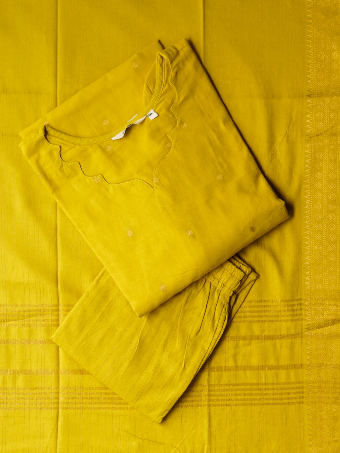 KANMANI- LIME YELLOW GOLD BUTTA - OFFICE WEARS- COTTON - SALWAR SUIT WITH DUPATTA - LABEL ZIVARA