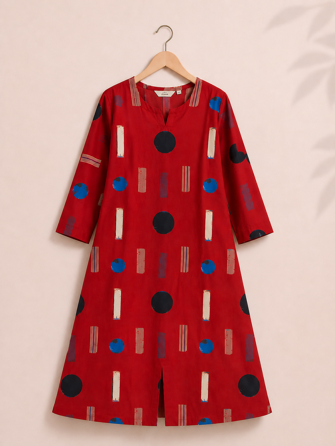 RED - Mira - OFFICE WEAR Jaipur Cotton A Line kurti for women - Label Zivara