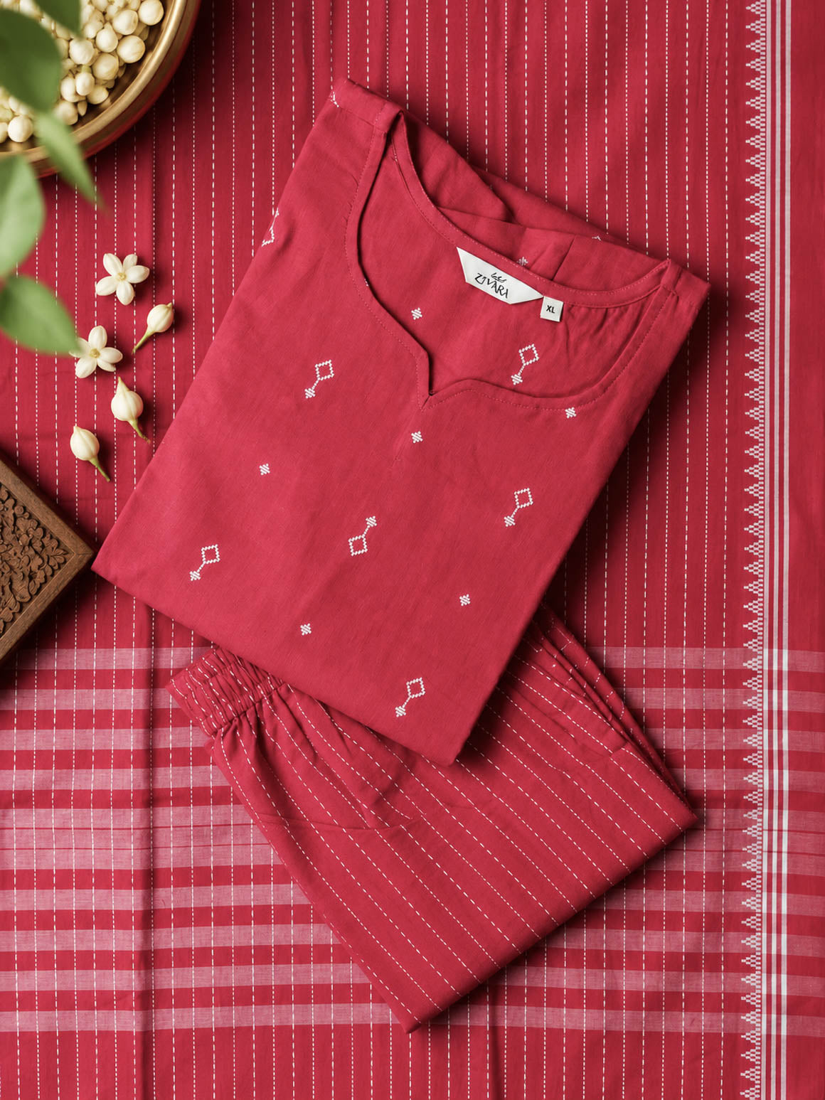 JANAKI - CUTE PINK - HANDLOOM COTTON  SALWAR SUIT WITH DUPATTA - LABEL ZIVARA