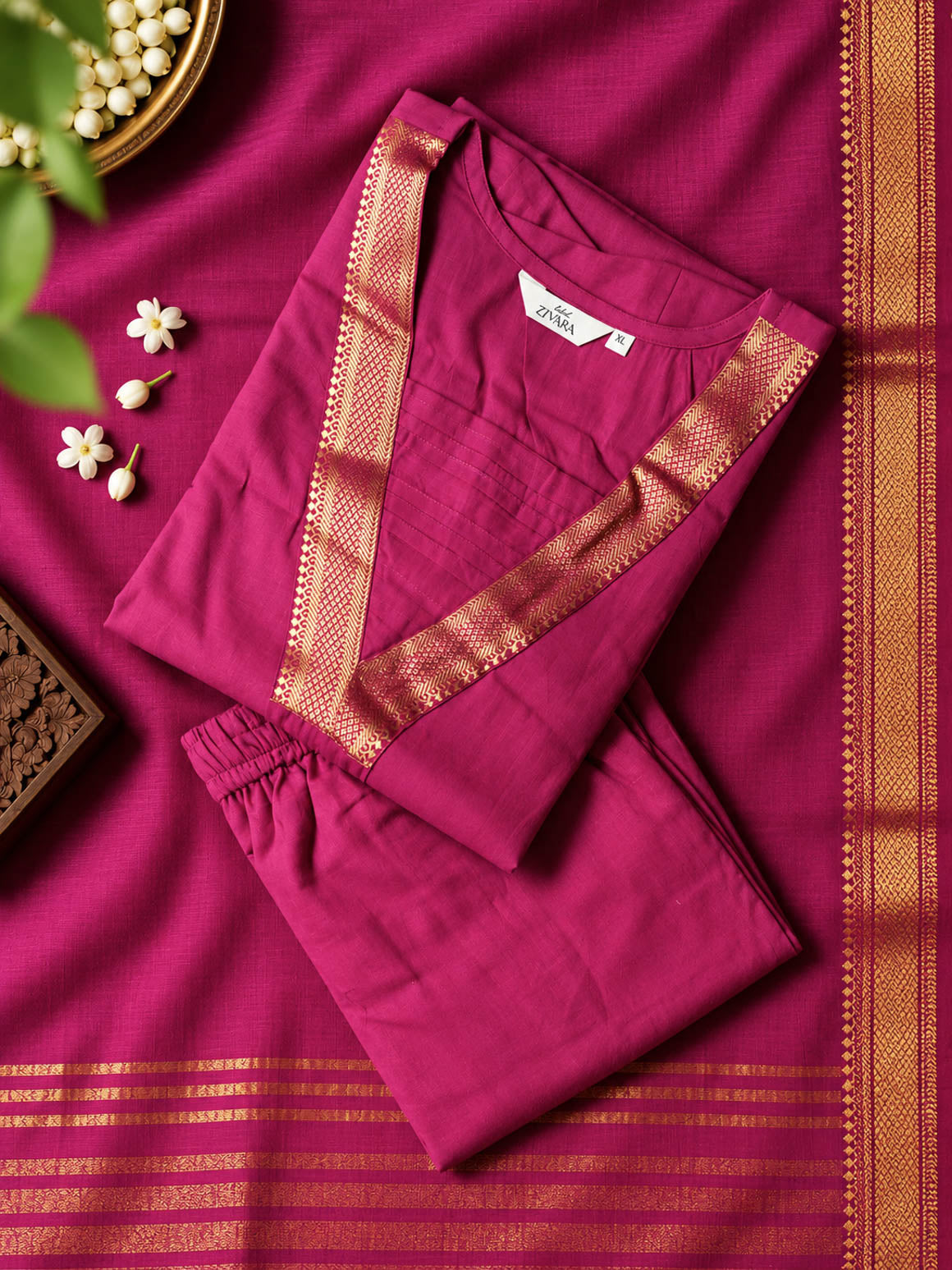SHREYA -VADAMALLI PURPLE HANDLOOM COTTON - SALWAR SUIT WITH DUPATTA - LABEL ZIVARA