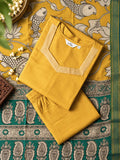 BHAVYA - YELLOW KALAMKARI- COTTON - SALWAR SUIT WITH DUPATTA - LABEL ZIVARA