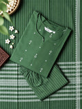 JANAKI - JUNGLE GREEN -HANDLOOM COTTON  SALWAR SUIT WITH DUPATTA - LABEL ZIVARA