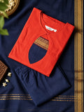 MITHRA - RUST ORANGE AND BLUE - OFFICE WEARS - HANDLOOM COTTON- SALWAR SUIT WITH DUPATTA - LABEL ZIVARA