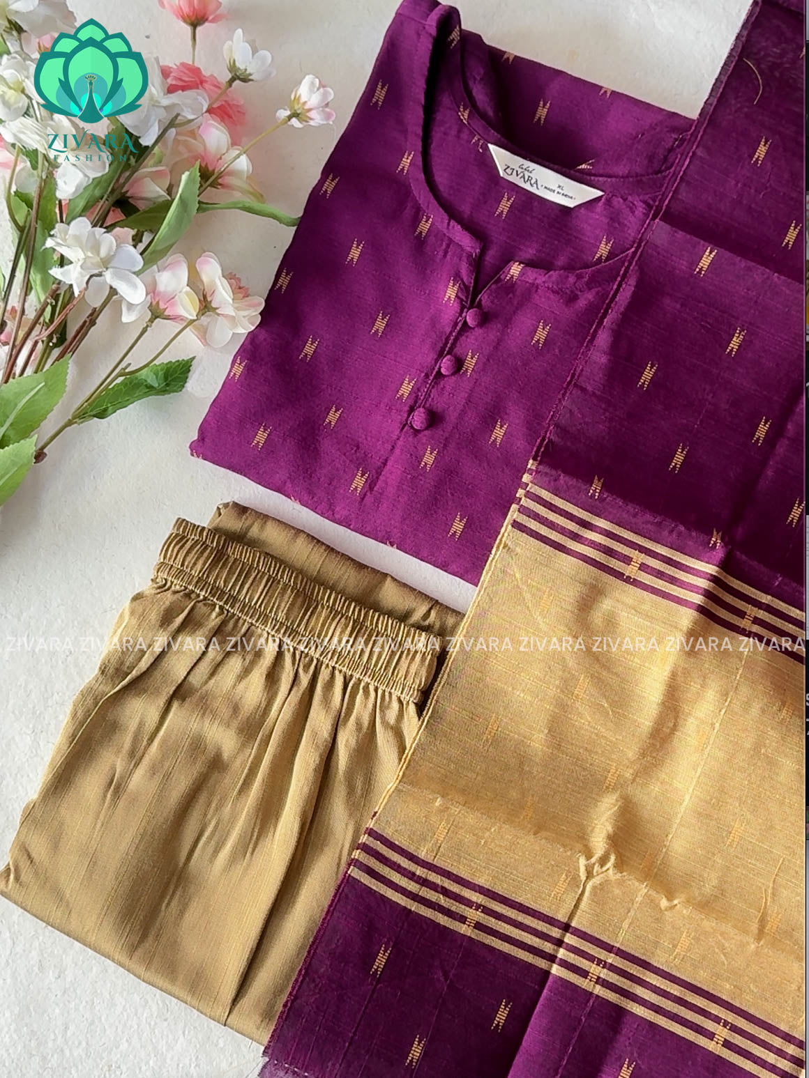 MADHAVI-VIOLET - FESTIVE WEAR DUPION SILK SALWAR SET WITH DUPATTA - LABEL ZIVARA
