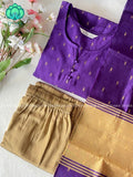 MADHAVI-BRINJAL BLUE - FESTIVE WEAR DUPION SILK SALWAR SET WITH DUPATTA - LABEL ZIVARA