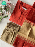 MADHAVI-MUD RED - FESTIVE WEAR DUPION SILK SALWAR SET WITH DUPATTA - LABEL ZIVARA