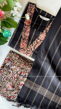 PREORDER - MADHI -BLACK KALAMKARI  OFFICE WEARS- HANDLOOM COTTON- SALWAR SUIT WITH DUPATTA - LABEL ZIVARA