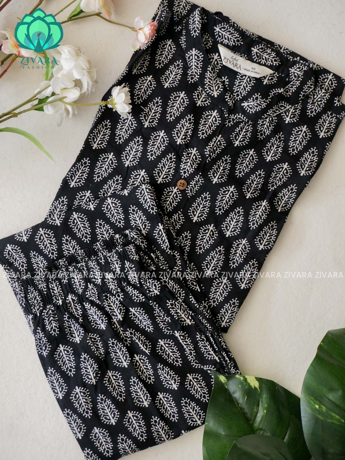 Mahi-BLACK - Colourful cotton everyday COMFY wear wear and office wear coord sets for women- Label Zivara