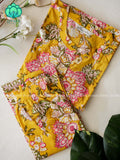 Mahi- YELLOW FLORAL- Colourful cotton everyday COMFY wear and office wear coord sets for women- Label Zivara