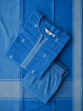 PREORDER - THARA - INK BLUE - OFFICE WEARS- HANDLOOM COTTON- SALWAR SUIT WITH DUPATTA - LABEL ZIVARA