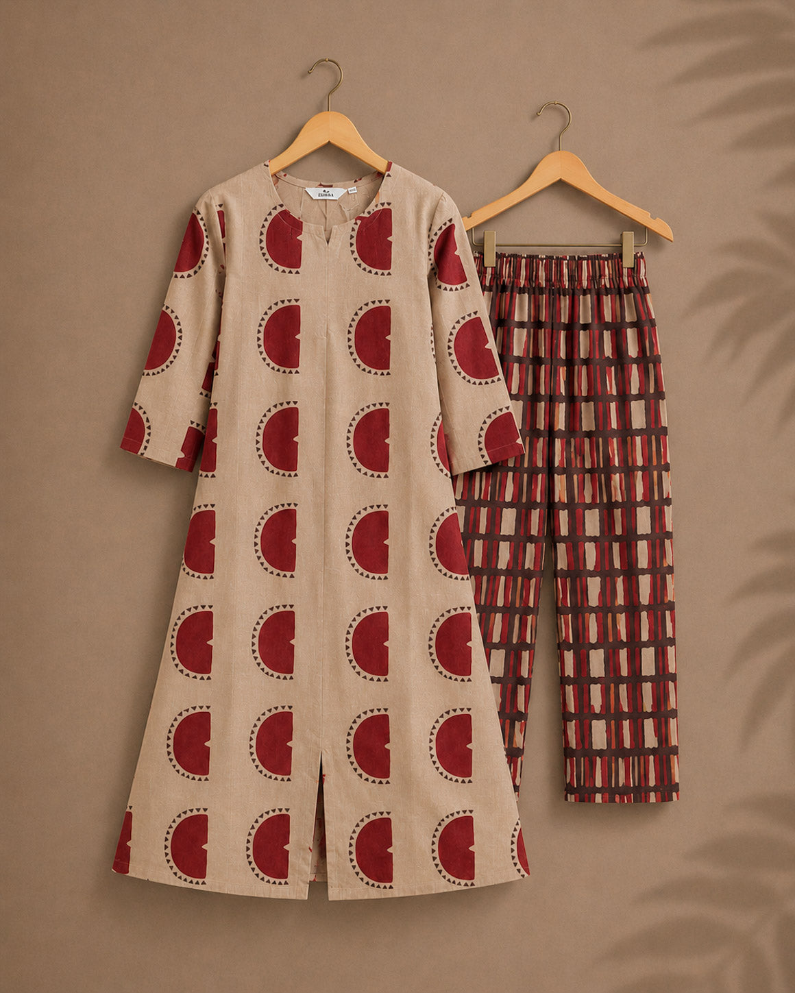 RED - TAMIRA - COMFY AND OFFICE WEAR pure handloom cotton flex Full length A- LINE  coord sets for women- Label Zivara