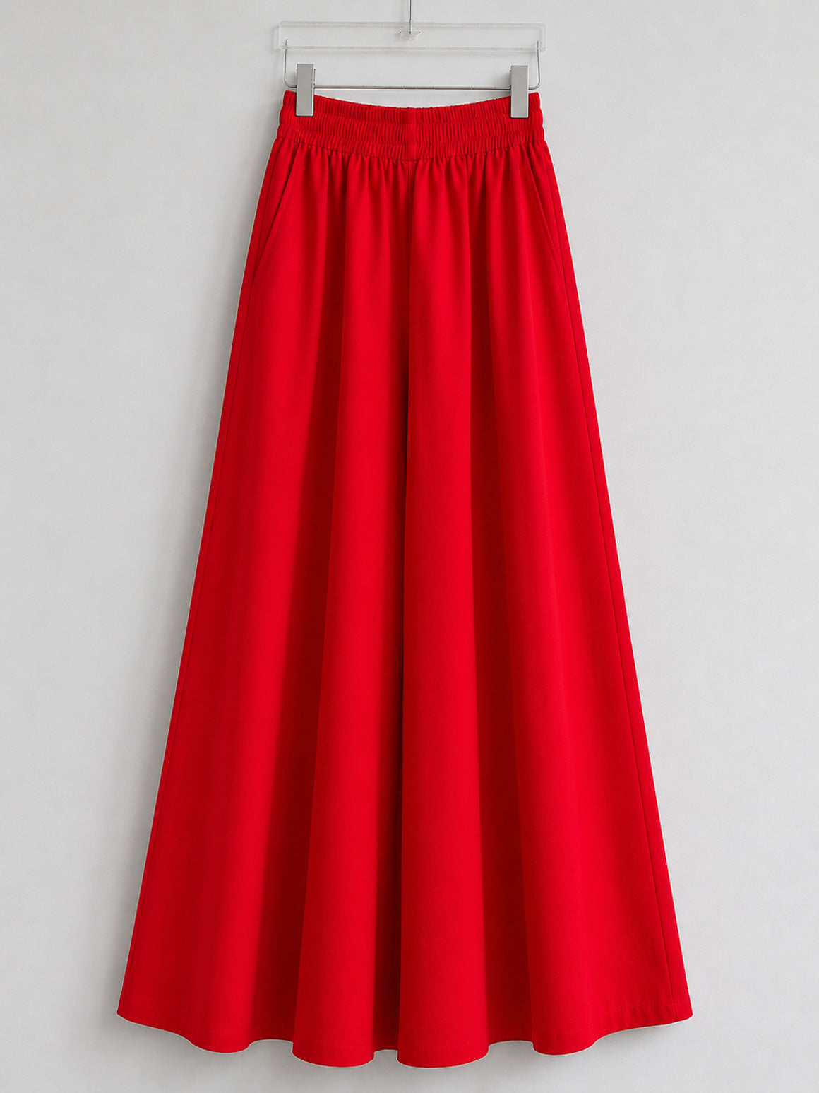 DHANYA -BRIGHT RED  - HEAVY FLARE DAILY WEAR PALAZZO PANTS WITH POCKET - LABEL ZIVARA