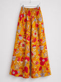 DHANYA - FLORAL YELLOW   - HEAVY FLARE DAILY WEAR PALAZZO PANTS WITH POCKET - LABEL ZIVARA