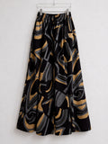 DHANYA - ABSTRACT BLACK - HEAVY FLARE DAILY WEAR PALAZZO PANTS WITH POCKET - LABEL ZIVARA