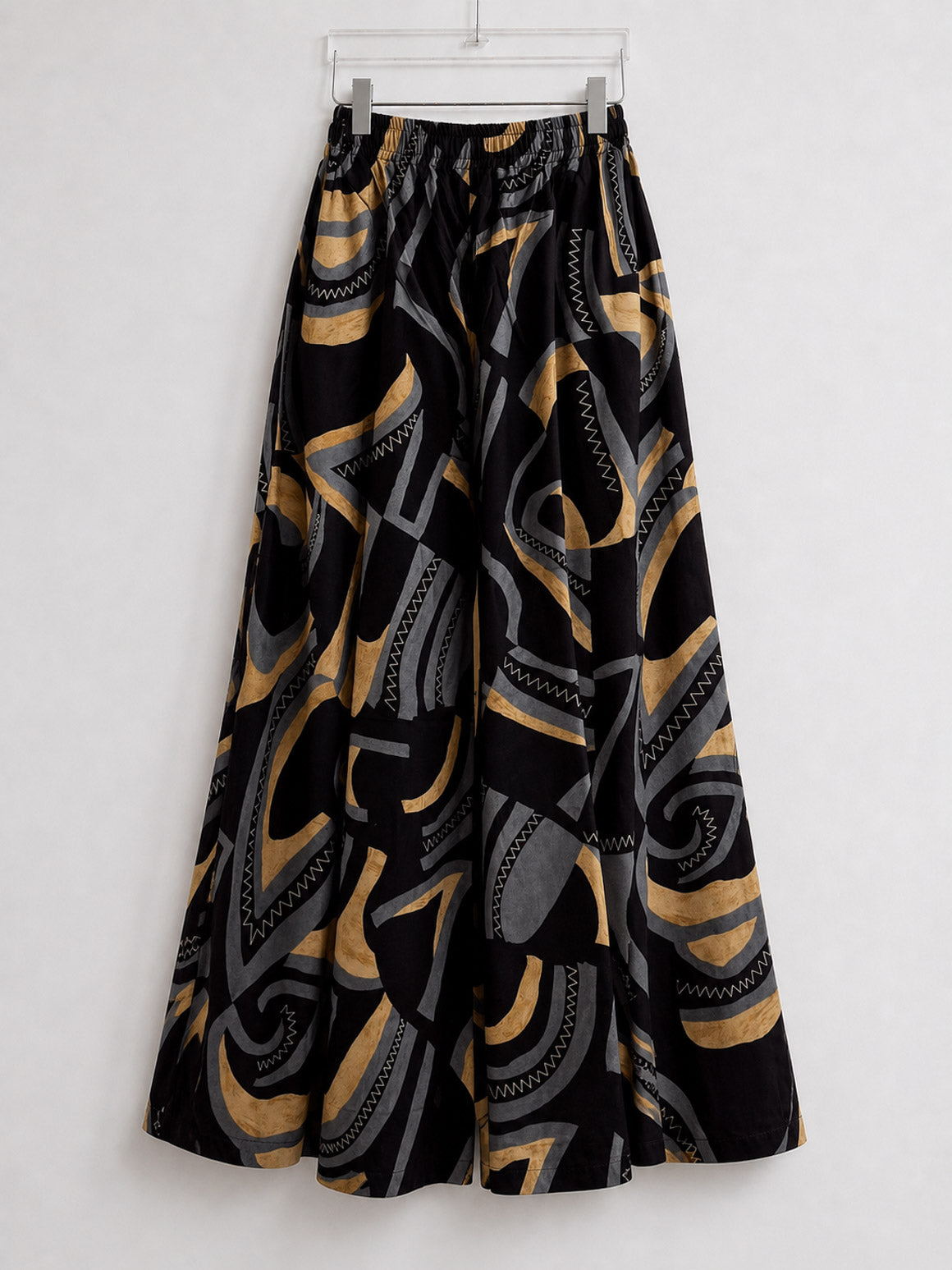 DHANYA - ABSTRACT BLACK - HEAVY FLARE DAILY WEAR PALAZZO PANTS WITH POCKET - LABEL ZIVARA